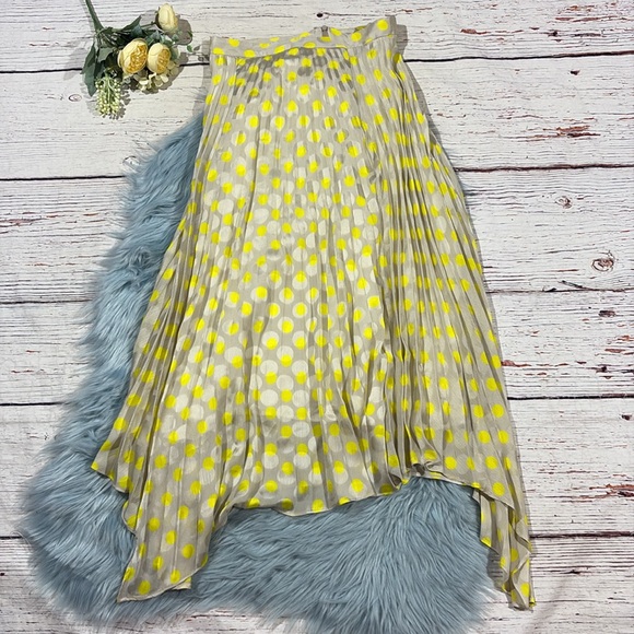 ZARA PLEATED POLKA DOT Satin Effect HANDKERCHIEF MIDI HEM SKIRT - Picture 2 of 9